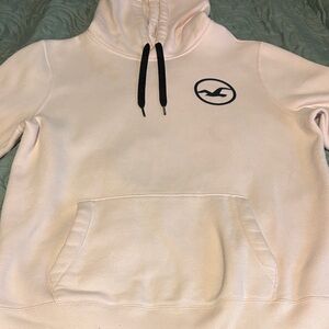 Cream Hoodie with Black Drawstrings